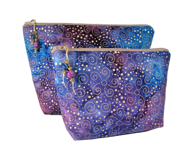 Batik Makeup Bags With Beaded Zipper Pulls Set of Two Etsy