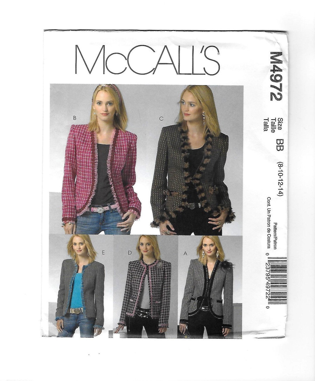 Uncut Mccalls Pattern 4972, Misses Sizes 8-10-12-14, Hip Length ...