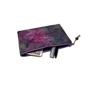 Bolsa batik burdeos, organizador plano con cremallera superior para cosméticos, efectivo, auriculares, monedero con cremallera superior, bolsa para dispositivos electrónicos