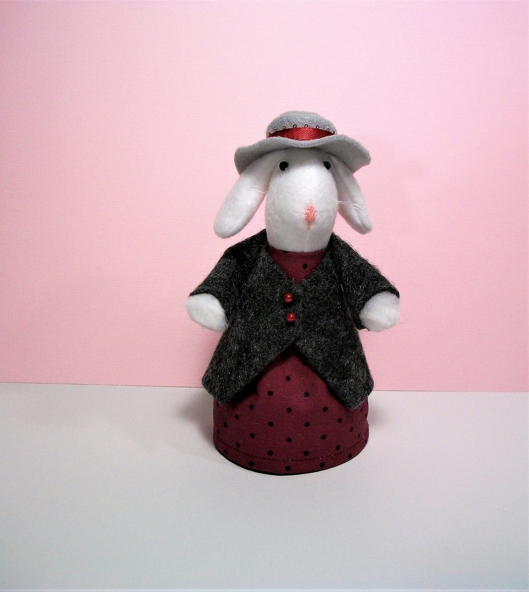 Rabbit Clothespin Doll With Soft Sculpture Head Lop Ear Bunny Etsy