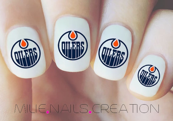 oilersnails #oilersnailart Oilers nails nails gel nails acrylic