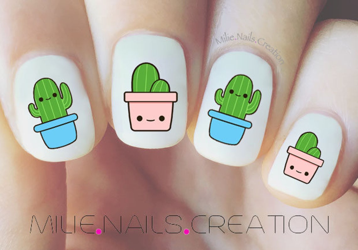 Cactus Nail Decal Etsy Canada