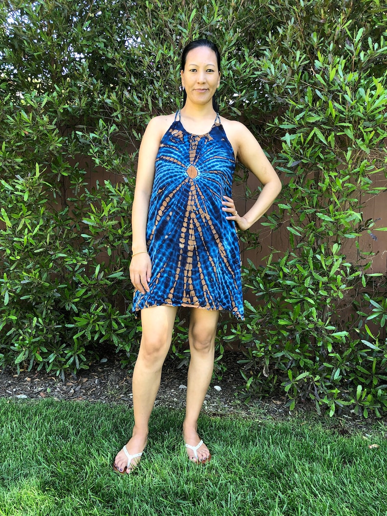 One size Fits sizes Xsmall-large. Tie Dye dress Swimsuit cover up Shift dress Short dress