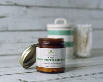 Manteca corporal de cacao orgánica - Manteca de cacao - Aceite de coco - Manteca de karité - Aceite de almendras dulces - Manteca corporal batida