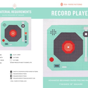 Record Player PDF Block Pattern