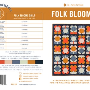 PDF Folk Blooms Quilt Pattern