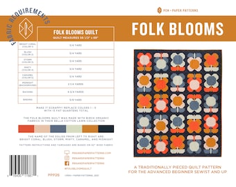PDF Folk Blooms Quilt Pattern