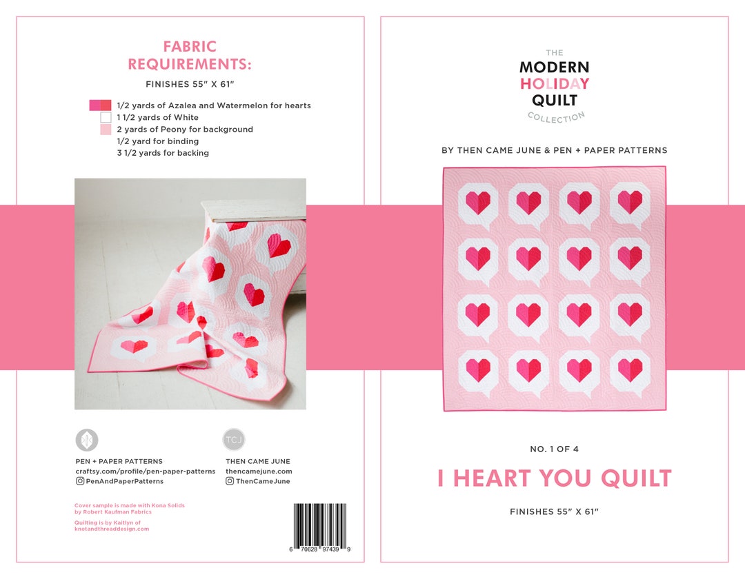 I Heart You PDF Quilt Pattern - Etsy