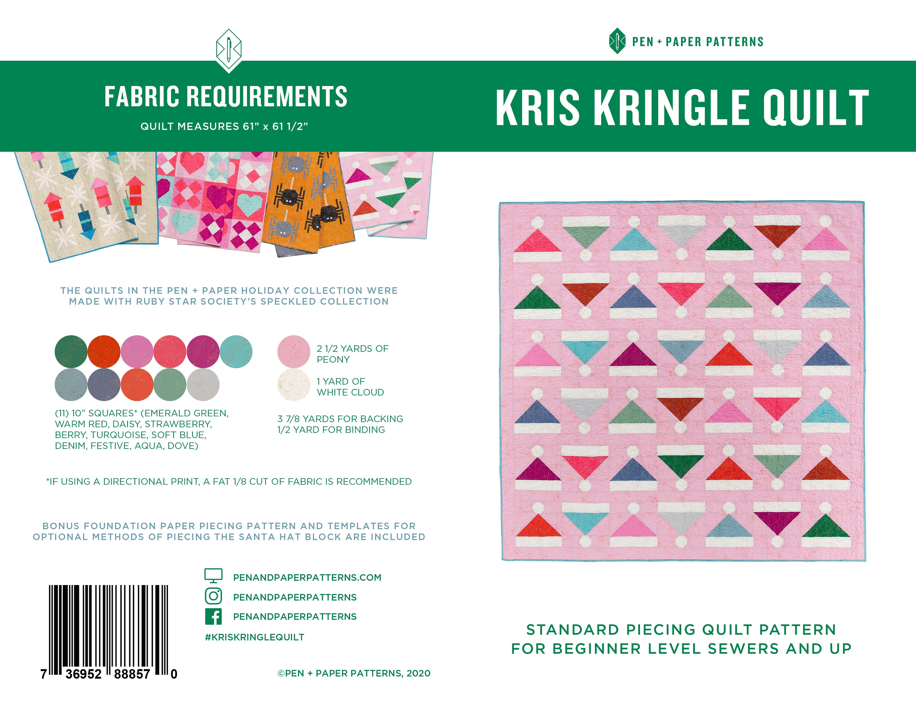 Kris Kringle Quilt Printed Pattern Kris Kringle Quilt Printed Pattern
