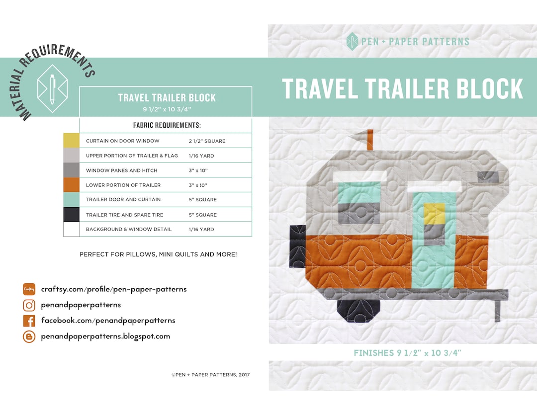 Travel Trailer PDF Block Pattern - Etsy