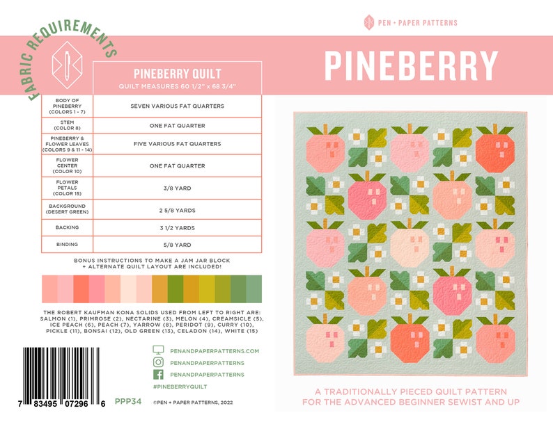 PDF Pineberry Quilt Pattern image 1