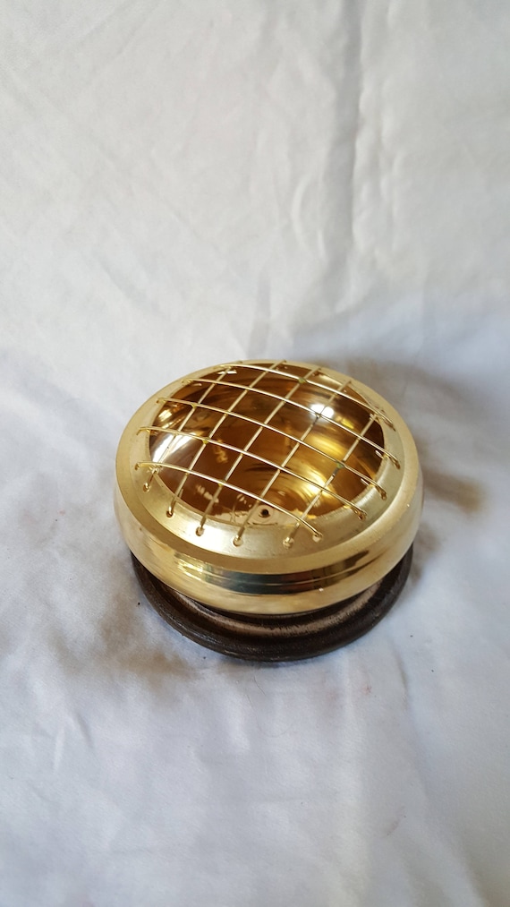 Dark Brass Censer Incense Burner 3/" Screen Top for Charcoal Tablets /& Resin