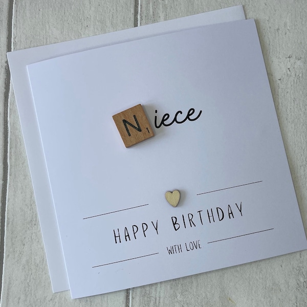 Happy Birthday Card For Niece, Scrabble Birthday Card for Niece, Card for Her, Niece Birthday Card,  Elegant Fancies