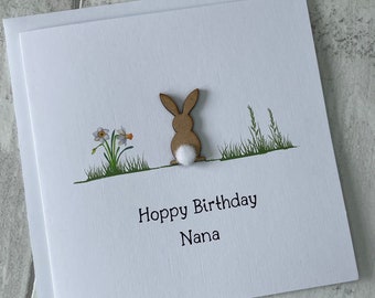 Happy Birthday Nana Bunny Card, Birthday Card for Nana, Card for Her, Nana Birthday Card,  Elegant Fancies