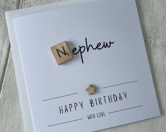 Happy Birthday Card for Nephew, Scrabble Birthday Card for Nephew, Card for Him, Nephew Birthday Card,  Elegant Fancies