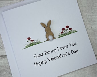 Bunny Valentines Day Card, Valentines Card for Her, Valentines Card for Him, Cute Valentines Card,  Elegant Fancies