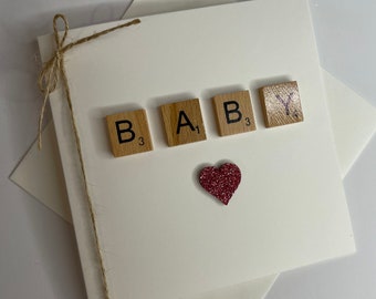New Baby Scrabble Card | Baby Girl card | Baby Boy Card | Baby Announcement | Baby Congratulations