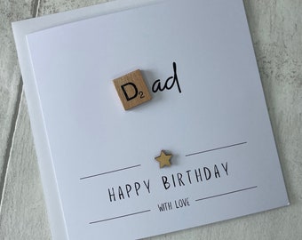 Happy Birthday Card for Dad, Scrabble Birthday Card for Dad, Card for Him, Dad Birthday Card,  Elegant Fancies