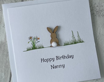 Happy Birthday Nanny Bunny Card, Birthday Card for Nanny, Card for Her, Nanny Birthday Card,  Elegant Fancies