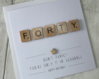 Forty Scrabble Birthday Card, Special 40th Birthday Card, Forty Card For Her, Forty Card for Him,  Elegant Fancies