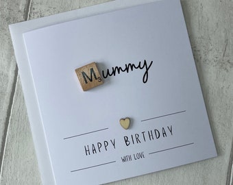 Happy Birthday Card for Mummy, Scrabble Birthday Card for Mummy, Birthday Card for Her, Mummy Card,  Elegant Fancies