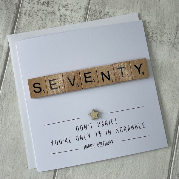 Seventy Scrabble Birthday Card, 70th Birthday Card, Seventy Card For Her, Seventy Card For Him,  Elegant Fancies