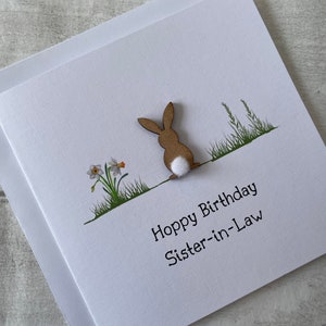 Carte d'anniversaire lapin belle-soeur, carte pour elle, carte joyeux anniversaire belle-soeur, livraison gratuite au Royaume-Uni, fantaisies élégantes