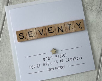 Seventy Scrabble Birthday Card, 70th Birthday Card, Seventy Card For Her, Seventy Card For Him,  Elegant Fancies