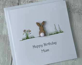 Happy Birthday Mum Bunny Card, Birthday Card for Mum, Card for Her, Mum Birthday Card,  Elegant Fancies