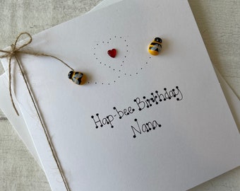 Handcrafted Happy Birthday NANA Bumble Bee Card, Birthday Card for Nana, Card for Her, Nana Birthday Card, Elegant Fancies