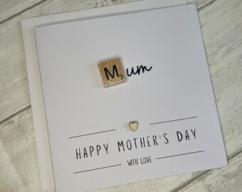 Happy Mothers Day Card, Happy Mothers Day Card for Mum, Scrabble Mothers Day Card, Card for Mum, Elegant Fancies