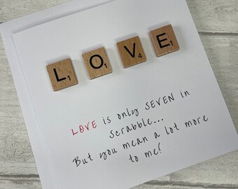 Valentines Day Scrabble Score Card, Valentines Card for Him, Valentines Card for Her, Valentines gift,  Elegant Fancies