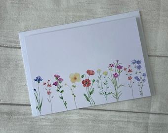 Pack of 4 Flowers Themed Blank Note Cards, Flower Notelets, Just a Note Card, Flower Stationary Set, Elegant Fancies