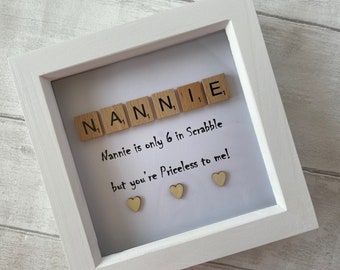 Nannie Scrabble Score Frame | Gift for Nannie | Gift for her | Mother's Day gift | Elegant Fancies
