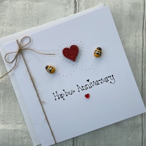 Happy Bee Wedding Anniversary Card, Anniversary Card for Her, Anniversary Card for Him, Card for Wife, Card for Husband, FREE UK DELIVERY