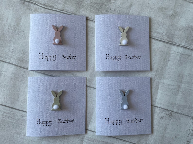 Happy Easter Bunny Greeting Card Pack, Set of 4 Handcrafted Easter Bunny Cards, Elegant Fancies image 4