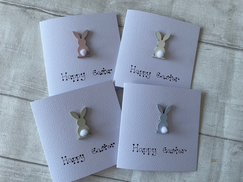 Happy Easter Bunny Greeting Card Pack, Set of 4 Handcrafted Easter Bunny Cards, Elegant Fancies image 8