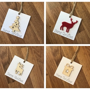 Handmade Recycled Rustic Wooden and Felt Christmas Gift Tags Multi Pack Available