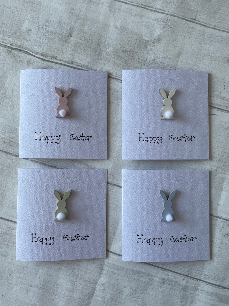 Happy Easter Bunny Greeting Card Pack, Set of 4 Handcrafted Easter Bunny Cards, Elegant Fancies image 10