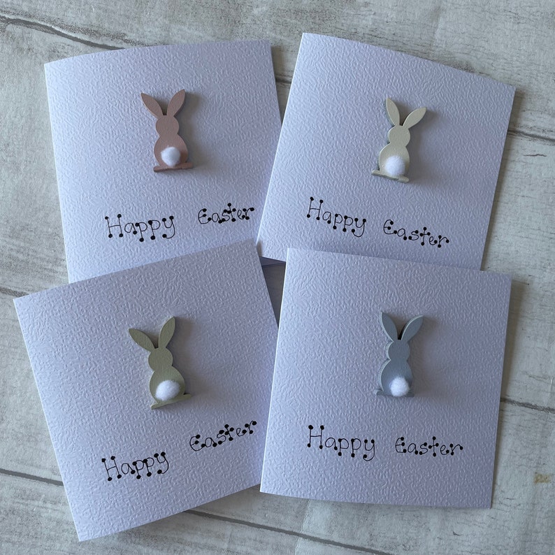Happy Easter Bunny Greeting Card Pack, Set of 4 Handcrafted Easter Bunny Cards, Elegant Fancies image 6