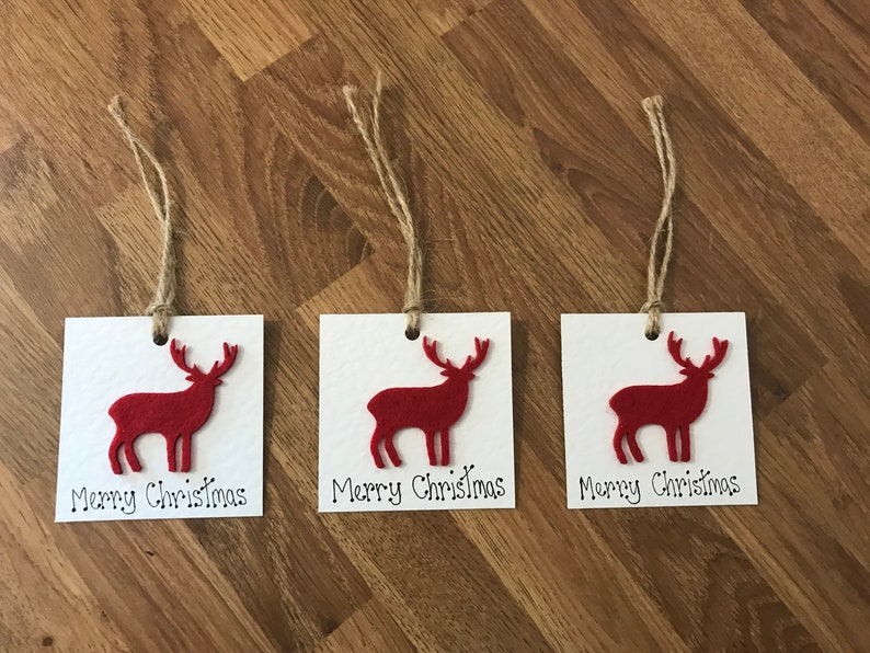 Handmade Recycled Rustic Wooden and Felt Christmas Gift Tags Multi Pack Available