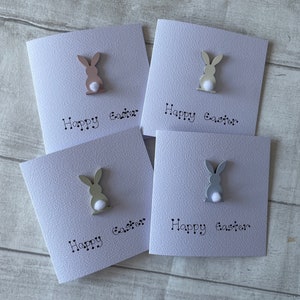 Happy Easter Bunny Greeting Card Pack, Set of 4 Handcrafted Easter Bunny Cards, Elegant Fancies image 2