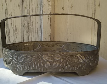 Art Nouveau servant Tin embossed antique french