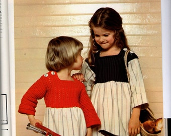 Datei, Modell, Muster „Mädchenkleid mit Strickpasse und Tennisflanell“ 4 und 6 Jahre alt / Vintage 70er / Französisches Vintage-Muster