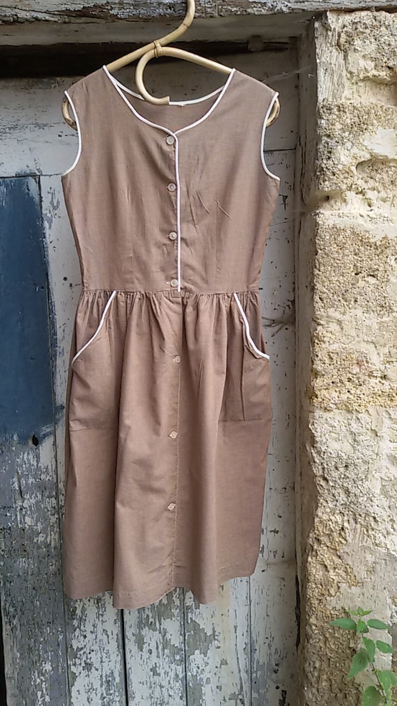 Vintage 60s Apron Dress, French farm, apron dress,