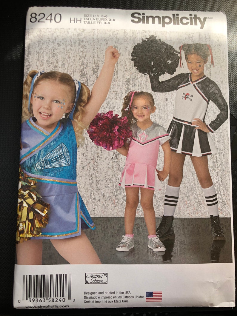 Simplicity Costume Pattern 8240 Girls Cheerleading Uniforms Etsy