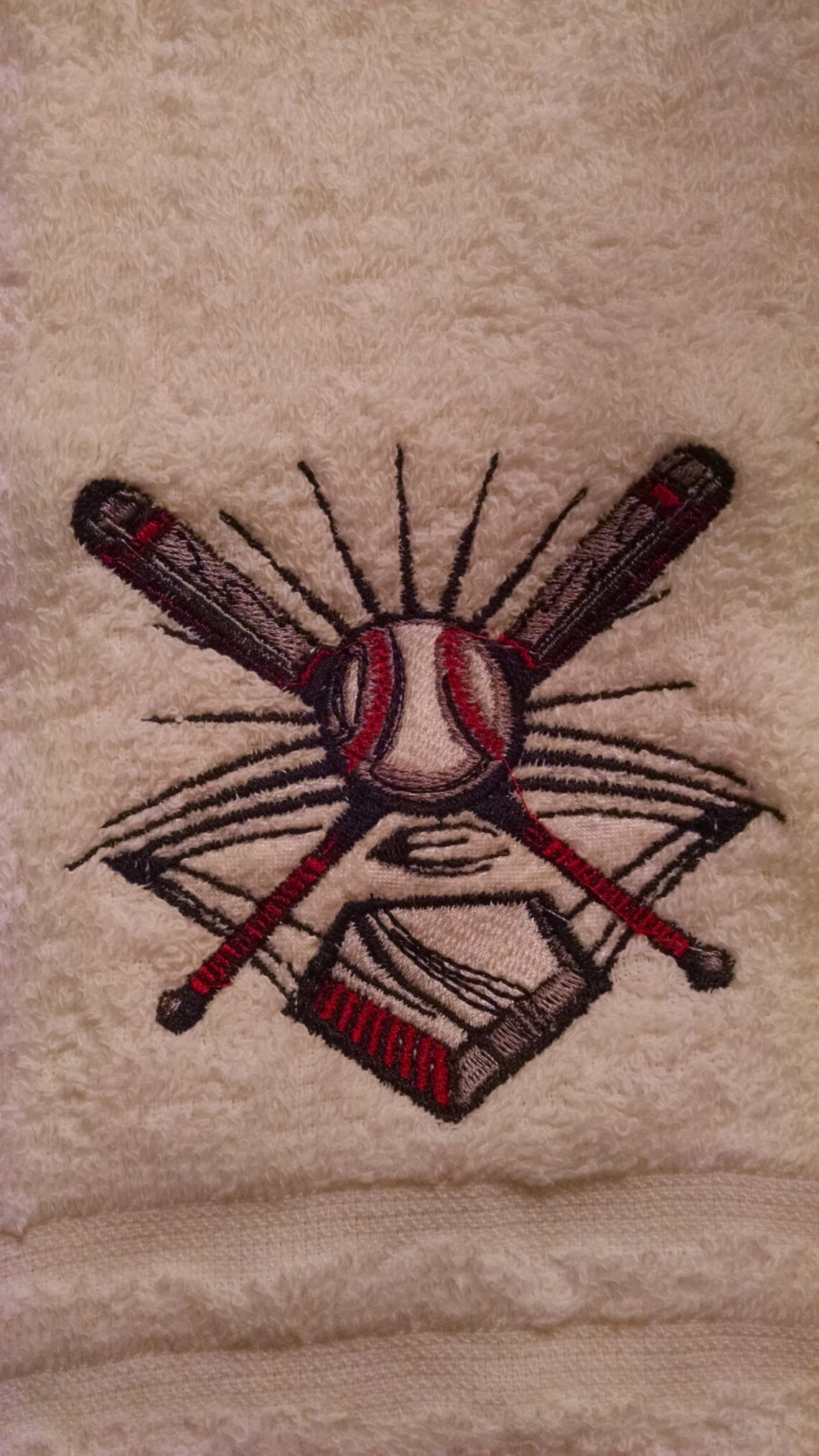 Baseball Embroidered Hand Towel Etsy