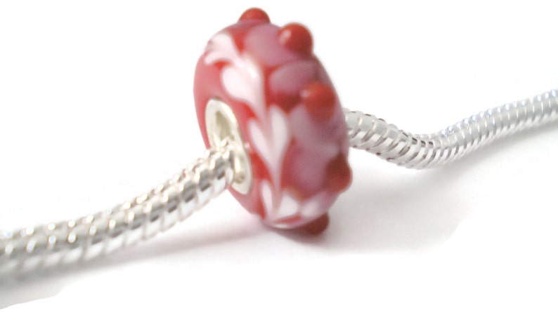2 beads - one pair Sweet Hearts and Flowers ~ MURANO Lampwork Charm Beads