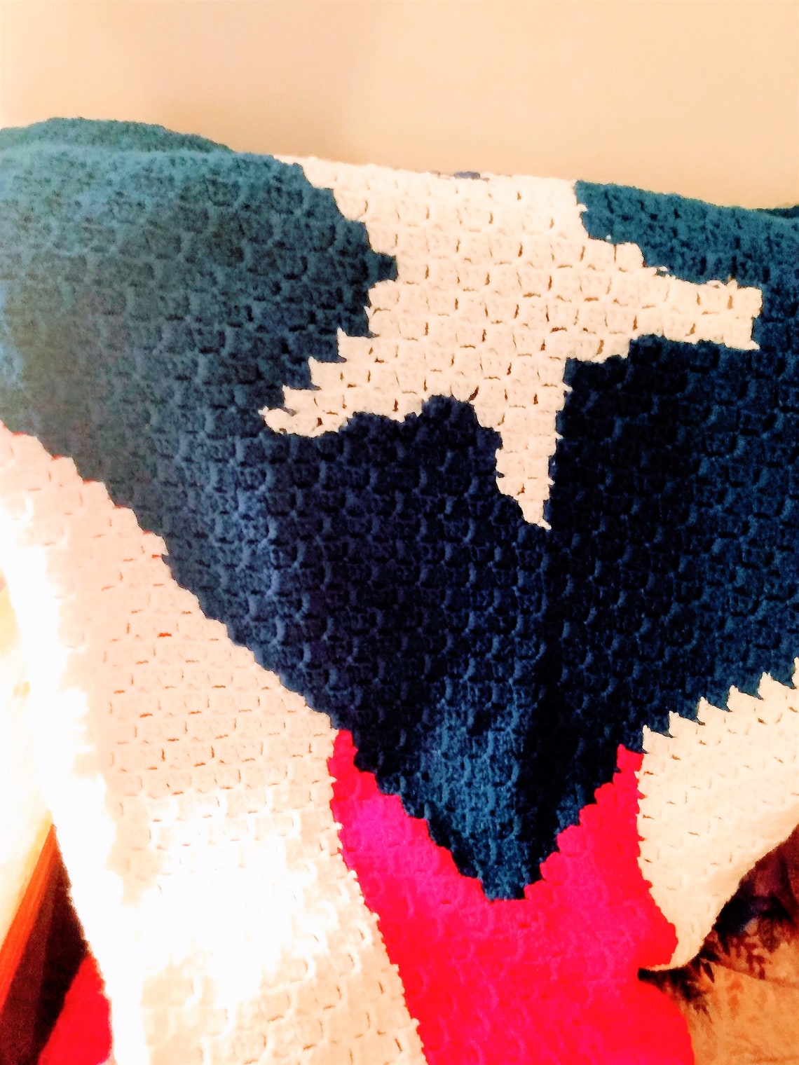 Handmade Puerto Rico Flag Blanket Queen Size Crochet Blanket Etsy