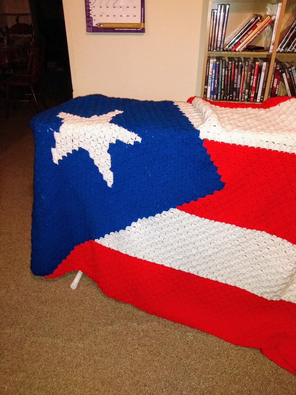 Handmade Puerto Rico Flag Blanket Queen Size Crochet Blanket Etsy